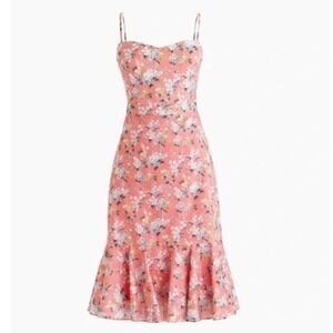 J.Crew Ruffle Hem Midi Dress Size 12 Pink Floral Liberty Fabric Cottagecore